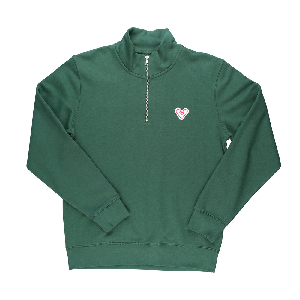 SWEATSHIRT PATCH 1/4 ZIP - Bottle Green